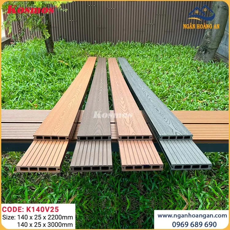 Sàn Gỗ Nhựa Lỗ Vuông Ngoài Trời Kosmos K140V25X2.2M Copper Brown